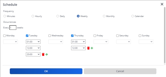 Schedule dialog box