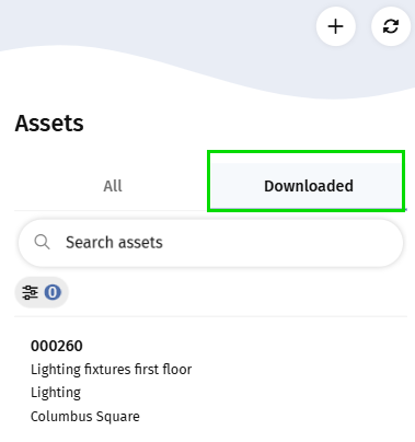 Screen capture of Assets landing page with Downloaded tab