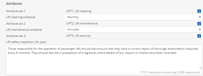 Screen capture of attribute details on the attribute definition