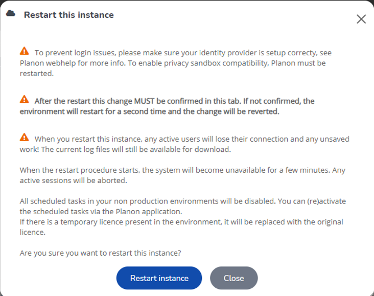 Restart instance
