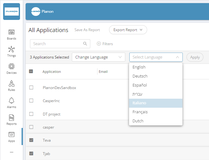 Language drop-down list