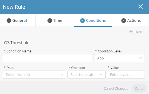 Overview of the Threshold condition options