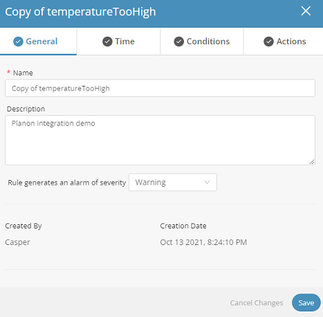 Screen capture displaying the duplicated rule