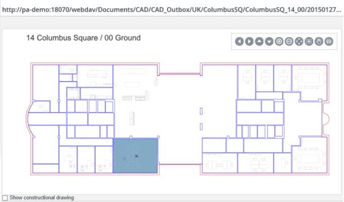screen capture of CAD drawing in read-only mode, highlighting the space