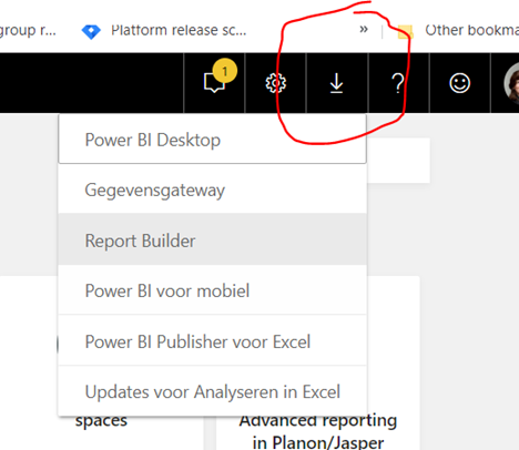 Screen capture showing 'PowerBI desktop' and the download button.
