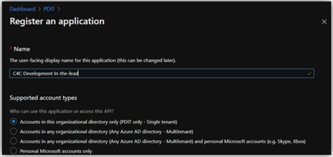 Register an application