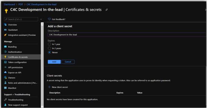 Certificates & secrets