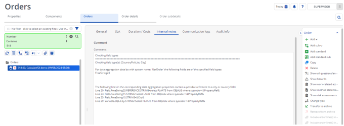 Screen capture of an example of the possible outcome of the Check.On.Fieldtype parameter