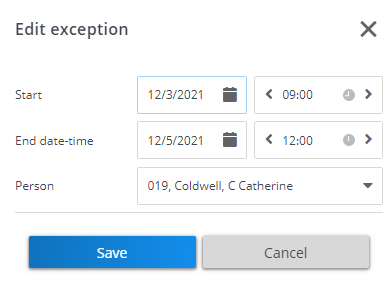 Screen capture of the Edit exception dialog