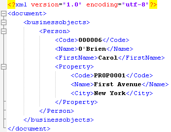 XML for importing person & property