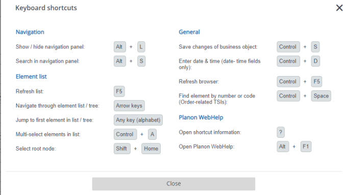 Keyboard shortcuts