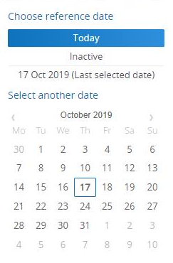 Screen capture of a calendar where you can select a reference date