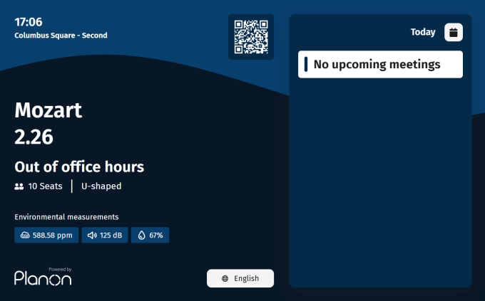 Screen capture of the Room booking panel shown in Blue
