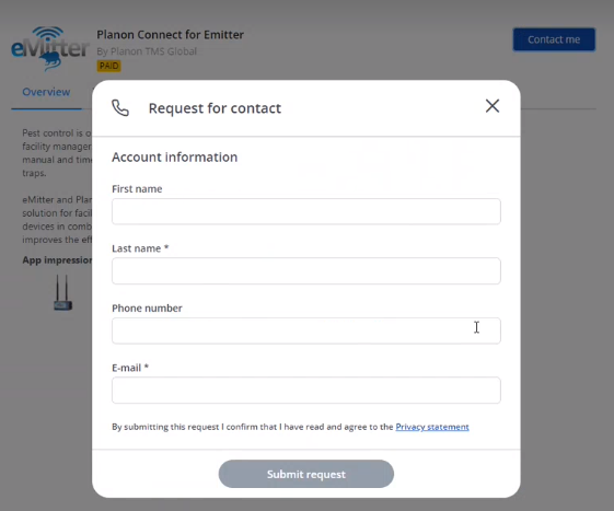 Contact request form