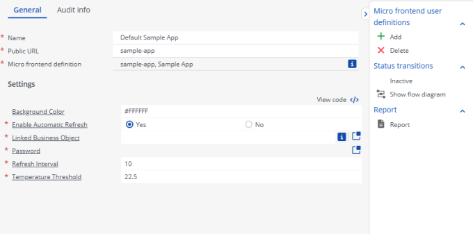 Micro frontend settings