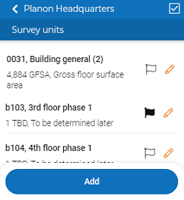 screen capture displaying survey unit page with edit icon