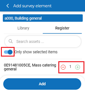 screen capture of selected survey elementincluding Only show selected items toggle button