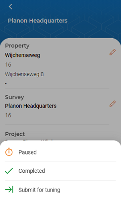 screen capture displaying stop survey options
