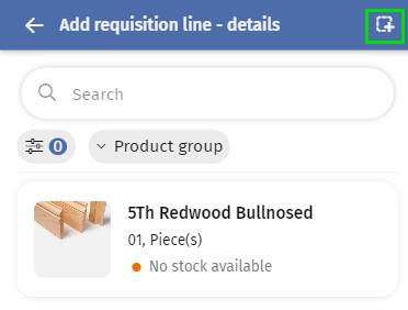 Screen capture of 'Add' button for a requisition line with unlisted product