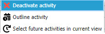 Screen capture of context menu with the option to deactivate an activity