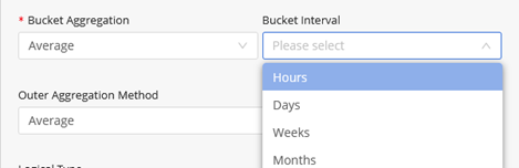 Screen capture displaying bucket aggregation options