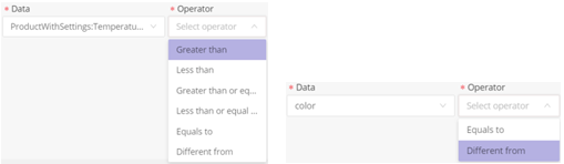 screen capture displaying the two examples of selection criteria in Data field