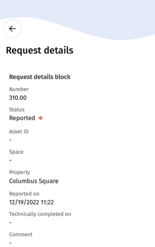 screen of Weapp displaying Request details page