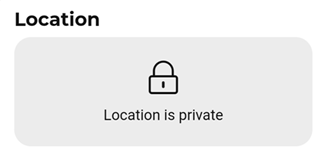 Screen capture displaying Location settings is set to Private