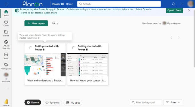 Power BI workspace