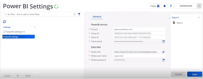 Power BI settings