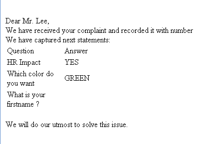 screen capture displaying the questions in the questionnaire