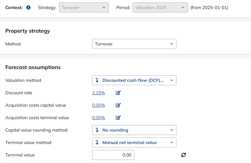 Screen capture of the input screen for properties
