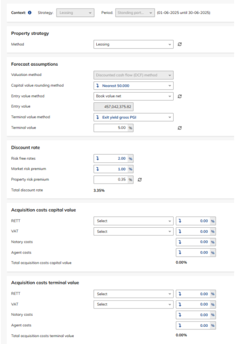 Screen capture of the input screen for properties
