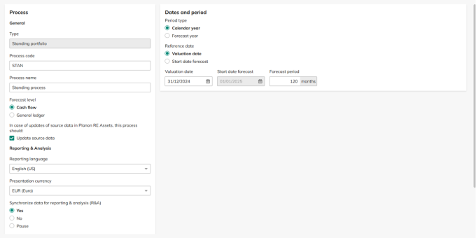 Screen capture of the 'Define process' step of the 'Create process' wizard