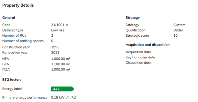 Screen capture of property details