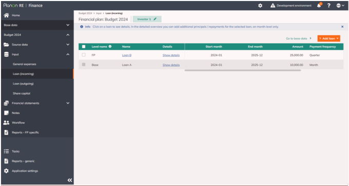 Adding a Loan to a Financial Plan