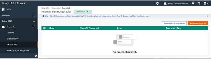 Financial Plan – Source Data Excel actuals
