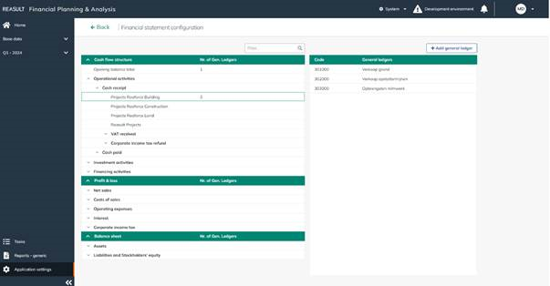 Settings Enterprise – Financial statement configuration at General Ledger level