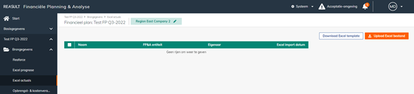 Financial Plan – Source Data Excel actuals