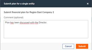 Financial Plan – Workflow – Submit