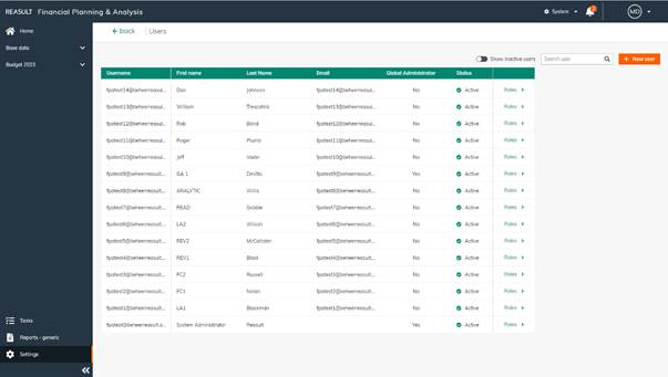 Application Settings – Users