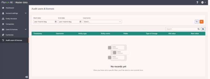 Example – overview of user and license changes