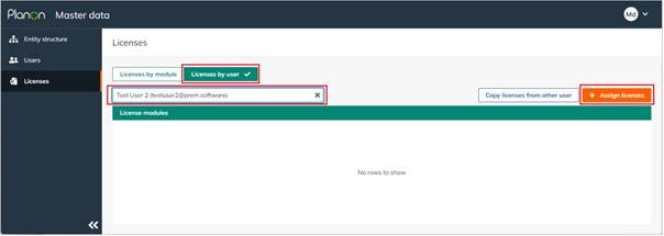 Assign licenses by User