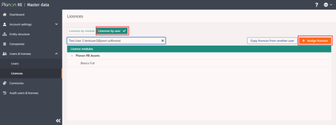 Assign licenses by User