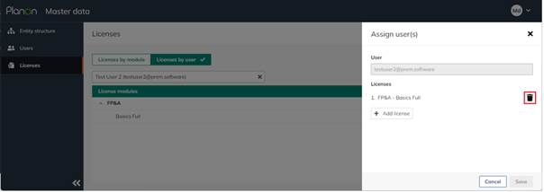 remove licenses by User