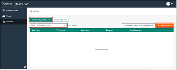 Add licenses by module
