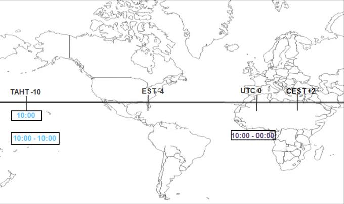 Map of the world with time zones