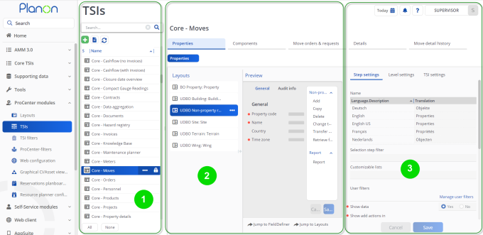 Example screen showing how to configure a specific task for the TSI based on a user group