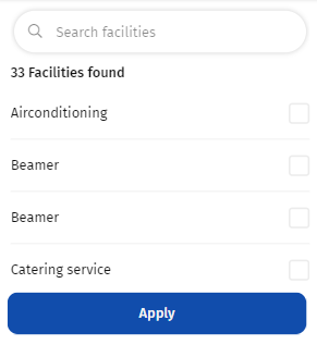 Screen capture of Facilities list page